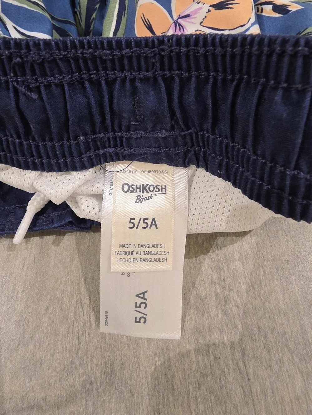 OshKosh B'gosh Navy Floral Swim Shorts with Drawstring